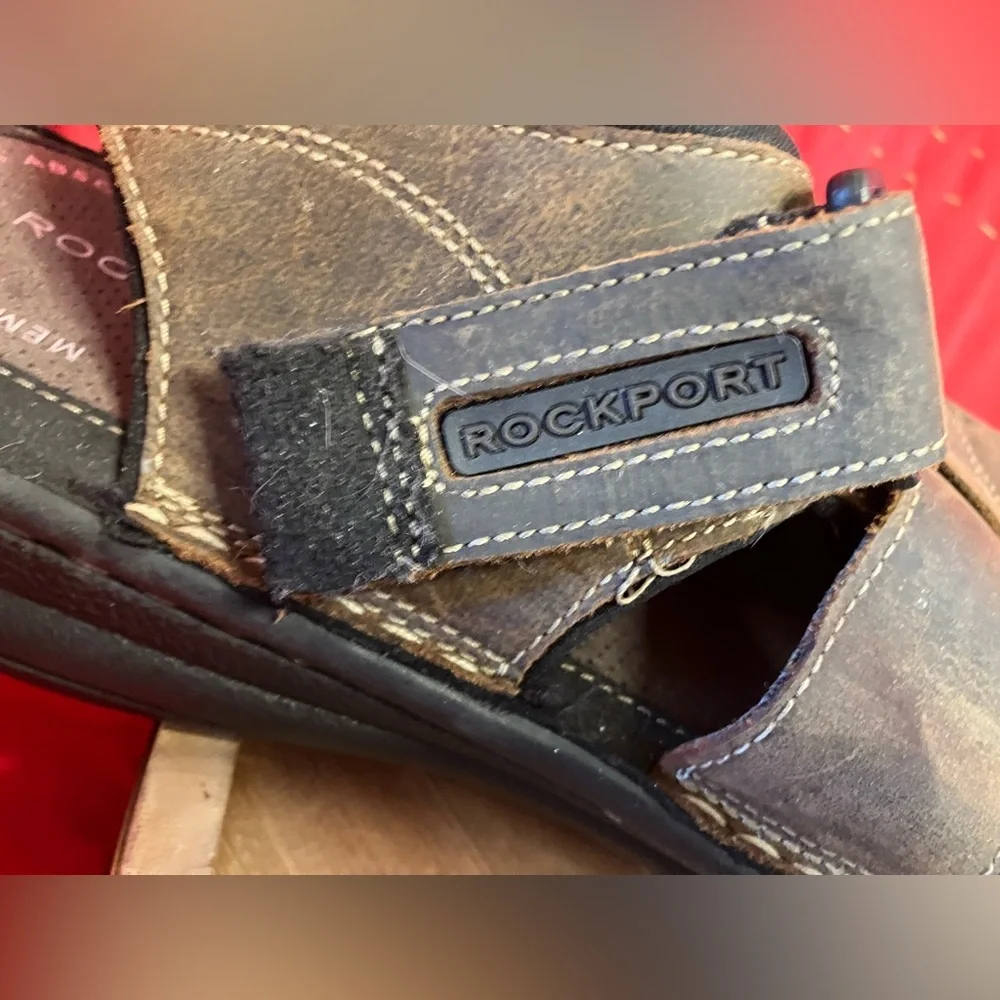 EUC Rockport Darwin Leather Fisherman Sandal Brien Velcro Strap Sz 13